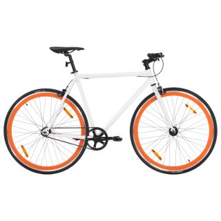 ühekäiguline jalgratas, valge ja oranž, 700C 55 cm