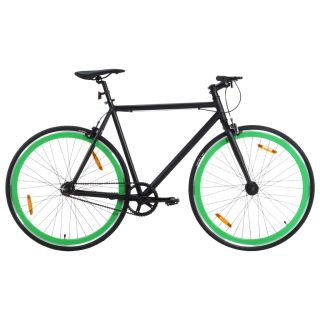 ühekäiguline jalgratas, must ja roheline, 700C 59 cm