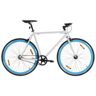 ühekäiguline jalgratas, valge ja sinine, 700C 55 cm