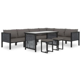 9-osaline aiamööblikomplekt patjadega, polürotang, antratsiithall