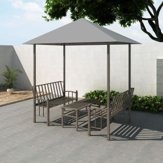aiapaviljon laua ja pinkidega 2,5 x 1,5 x 2,4 m antratsiit