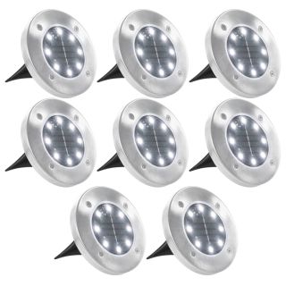päikesepatareidega maapinnavalgustid, 8 tk LED-tuled, valge