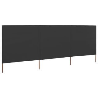 tuulekaitse sein 3 paneelist, kangas, 400 x 120 cm antratsiit