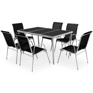 7-osaline aiamööblikomplekt, teras, must