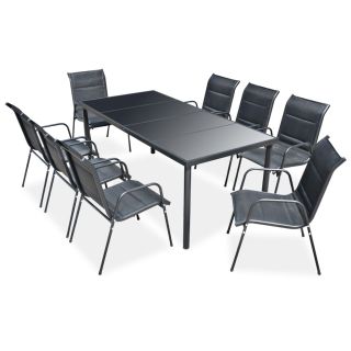 9-osaline aiamööblikomplekt, teras, must