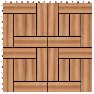 terrassiplaadid, 11 tk, WPC, 30 x 30 cm, 1 m², tiikpuidu värvi
