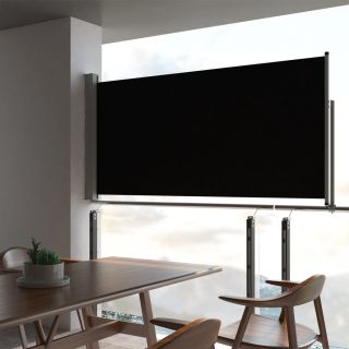 lahtitõmmatav terrassi külgsein, 120 x 300 cm, must