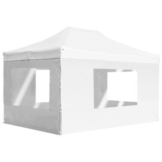 kokkupandav peotelk seintega, alumiinium, 4,5 x 3 m, valge