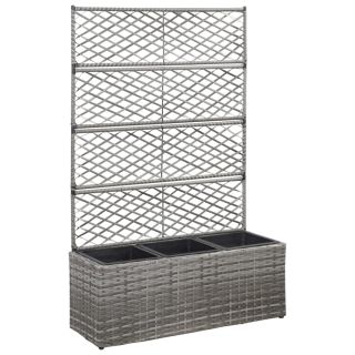 võrega taimelava 3 potiga, 83 x 30 x 130 cm, polürotang, hall