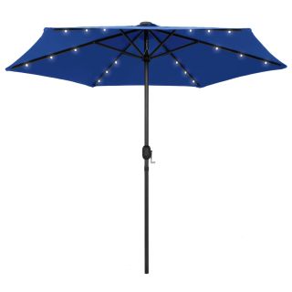 aia päikesevari LED-tuledega, alumiiniumpost 270 cm taevasinine