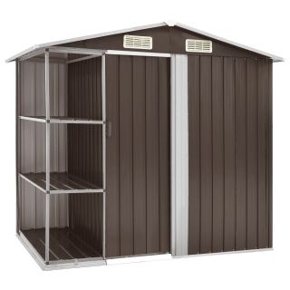 Садовый сарай с полками коричневый 205 x 130 x 183 см, железный