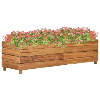 taimelava 150 x 40 x 38 cm, taastöödeldud tiikpuu ja teras