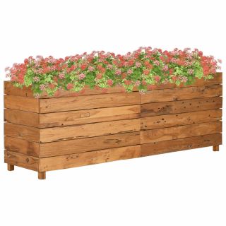 taimelava 150 x 40 x 55 cm, taastöödeldud tiikpuu ja teras
