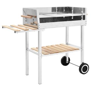 XXL käru-söegrill roostevabast terasest 2 riiuliga