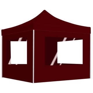 kokkupandav peotelk seintega, alumiinium, 2 x 2 m bordoopunane