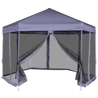 kuusnurkne pop-up 6 külgseinaga peotelk, hall, 3,6 x 3,1 m