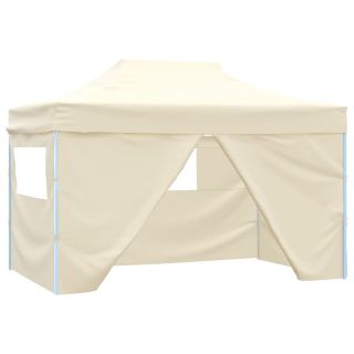 kokkupandav pop-up telk 4 külgseinaga, 3 x 4,5 m, kreemjas
