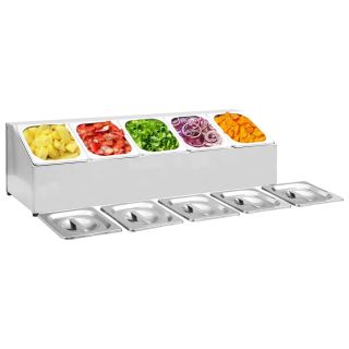 toiduplaadi hoidja 5 GN 1/6 panniga, roostevaba teras