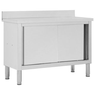 töölaud liugustega, 120x50x(95-97) cm, roostevaba teras