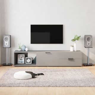 стойки для колонок 2 шт., черные/серебристые, стекло, одностоечная конструкция