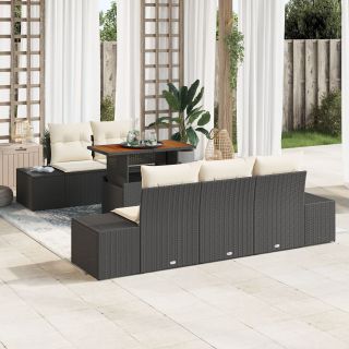 6-osaline Aia Söögikomplekt koos Patjadega Must Polü Rattan Aksia