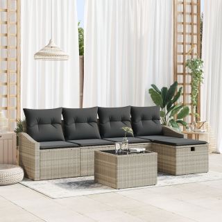 6-osaline Aia Sofa Komplekt koos Padjadega Heleda Halli Polü Rattani