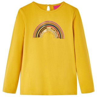 Детская рубашка с длинным рукавом, охра, 92
