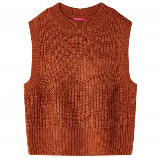 Laste kampsunvest, kootud, konjakipruun, 140