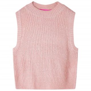 Laste kampsunvest, kootud, heleroosa, 140