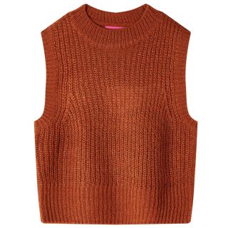 Laste kampsunvest, kootud, konjakipruun, 92