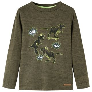 Детская рубашка с длинным рукавом, тёмный хаки, 92