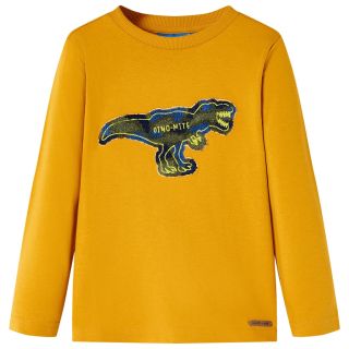 Детская рубашка с длинным рукавом, охра, 128
