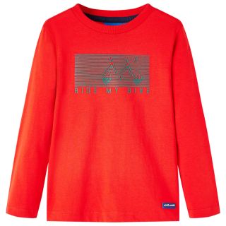 Детская рубашка с длинным рукавом, красная, 128