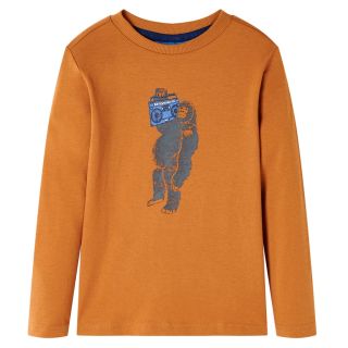 Pikkade varrukatega lastesärk, tume ooker, 128