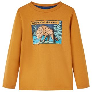 Pikkade varrukatega lastesärk, tume ooker, 104
