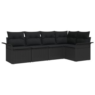 5-osaline aia diivanikomplekt padjadega must polü rattan,2-kohaline aia diivan hoiustamise ja padjadega must polü rattan