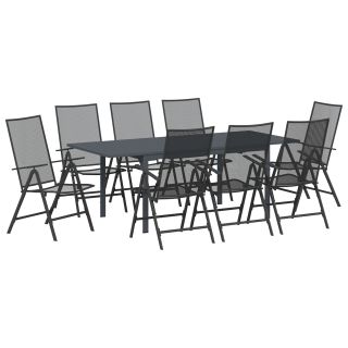 9-osaline esikmööblikomplekt antratsiidi värviga,Pikendatav aiate billig antratsiit (140-210)x90x73 cm teras