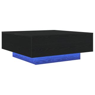 Kohvilaud LED-valgustitega Must Tamm 80x80x31 cm