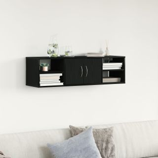 Seinale Paigaldatav Riiul Must Tamme 140x41x75 cm Tehispuit