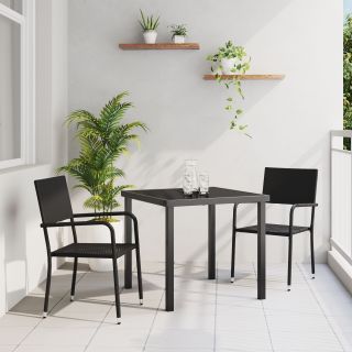 5-osaline aia söögikomplekt must polü rattan