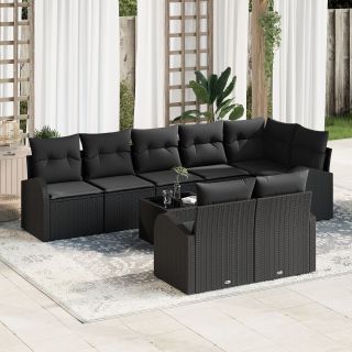 9-osaline Aia Diivanikomplekt koos Padjadega Must Polü Rattan
