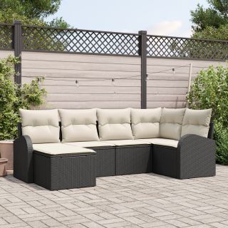 6-osaline Aia Sofa Komplekt Padjadega Must Polürotang