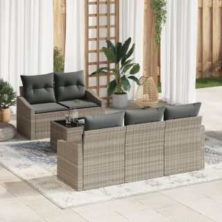 6-osaline aiadiivanikomplekt padjadega helehall rattan