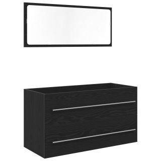 Kraanikausi kapp peegliga Must tamme 90x45x1,5 cm Tehispuit