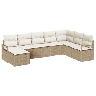 8-osaline aiavoodi komplekt padjadega Beež Polü Rattan,2-kohaline aiavoodi padjadega Beež Polü Rattan