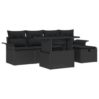 6-osaline aia diivanikomplekt padjadega must polü rattan,2-istmeline aia diivan hoiuga&padjadega must polü rattan