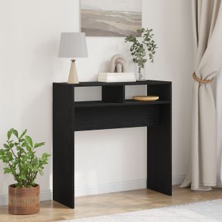Must Tamm Konsoollaud - 78x30x80 cm - Valmistatud tehispuidust