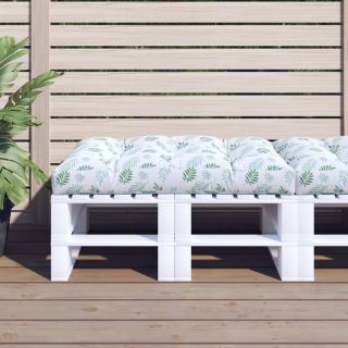 Подушка для сиденья из европоддона, узор «листья», 120 x 80 x 12 см, ткань