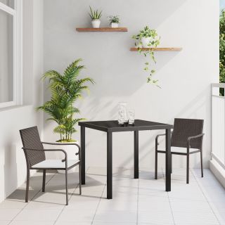 3-osaline välimööbel koos padjadega - Pruun rattan