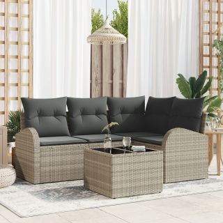 5-osaline aedsofa komplekt padjadega hall polürotang